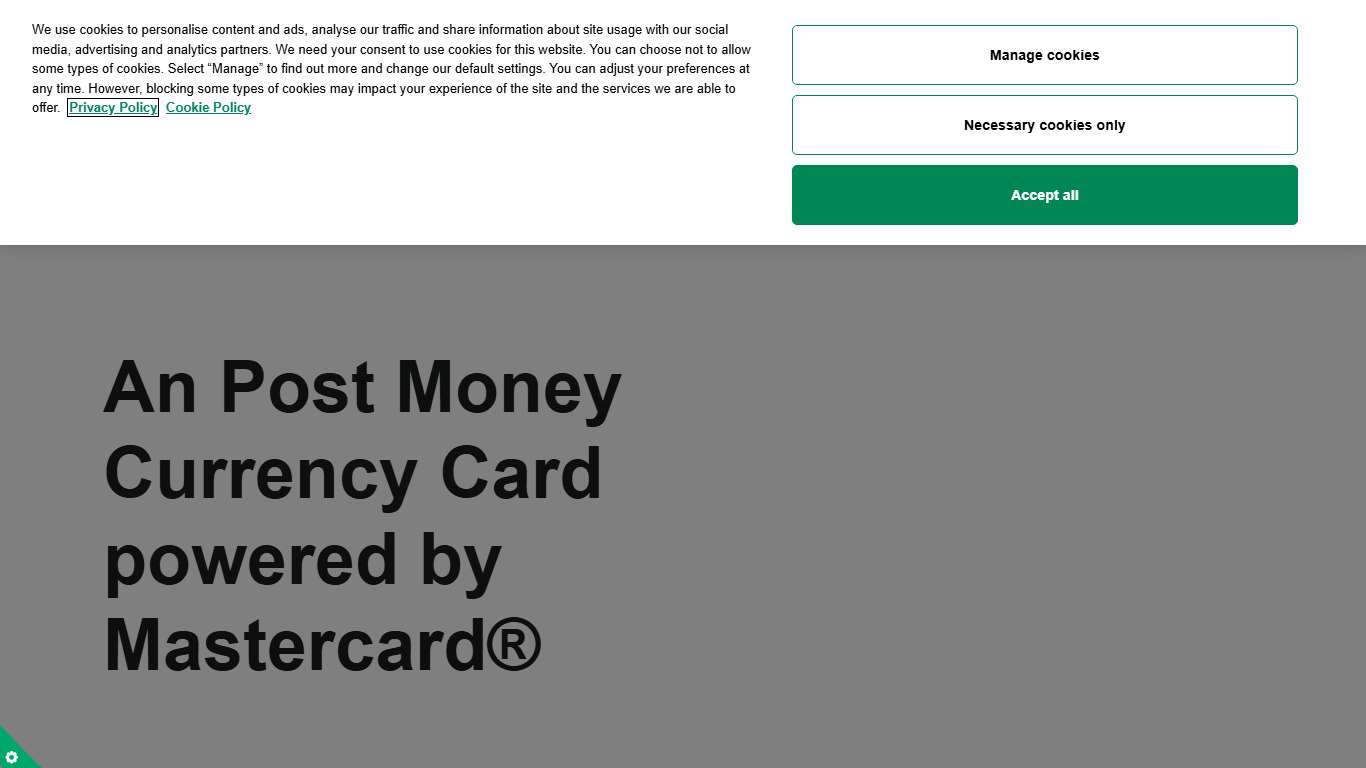 Foreign Currency Card Prepaid Debit Card An Post Money